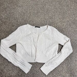 Brandy Melville - Cropped White Cable Knit Cardigan - final sale